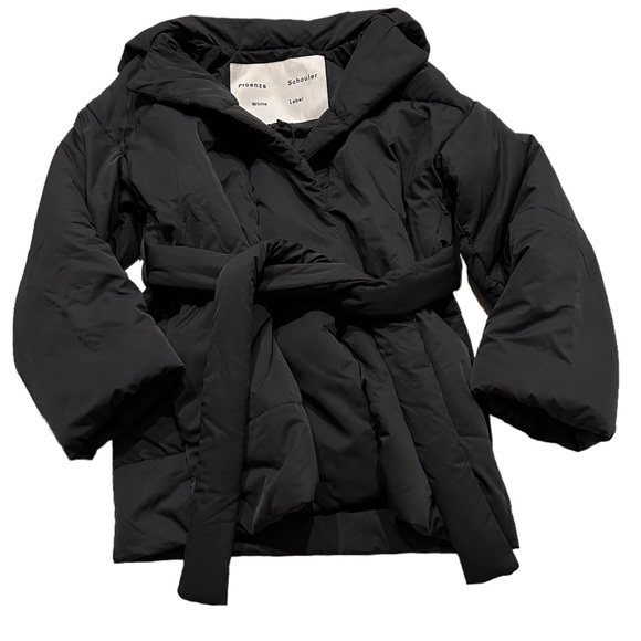 Proenza Schouler Matte Black Short Puffer with Tie Belt Rare - Picture 2 of 7